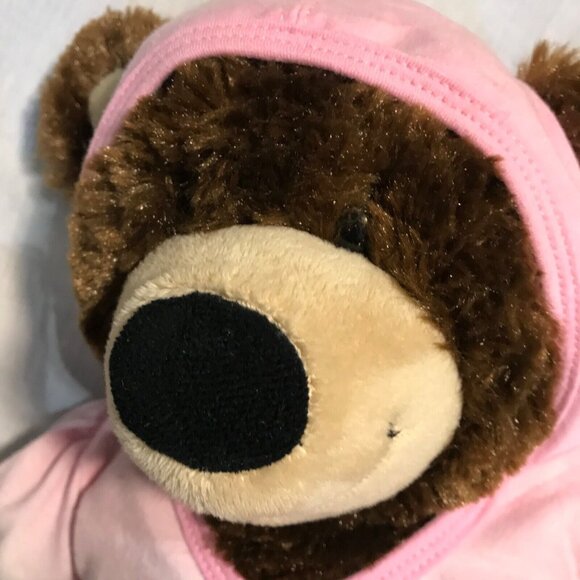 Build A Bear Workshop Brown Teddy Bear In Pink Hoodie Plush Toy 14" - Picture 2 of 16